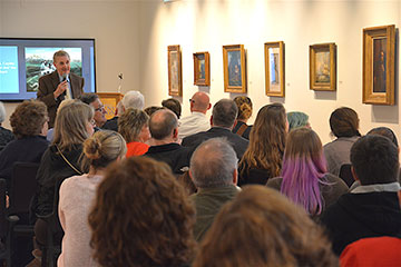 Guests gathered in the Sally Otto Art Gallery for a gallery talk featuring Lou Zona of the Butler Institute of Art