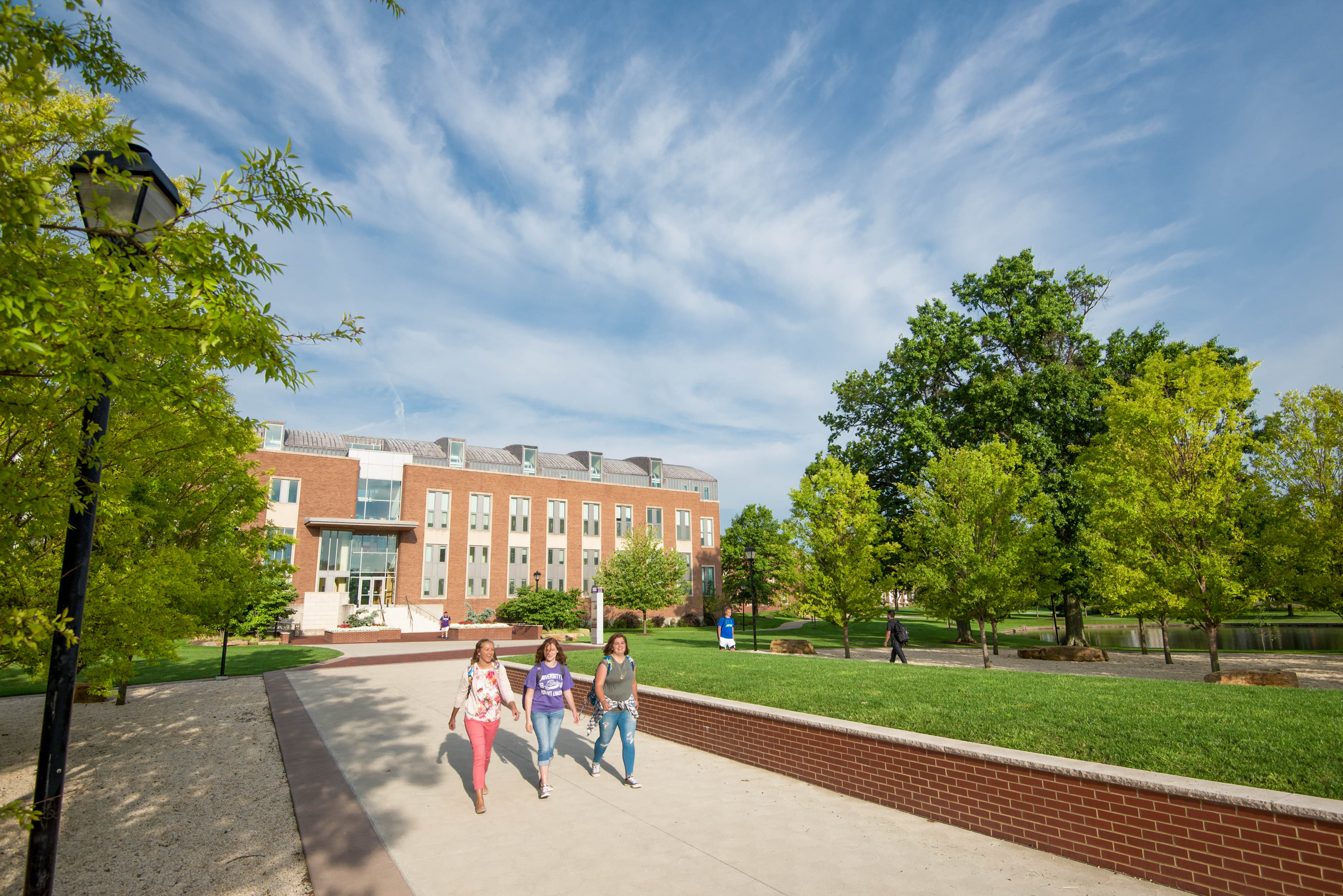 students walking on campus