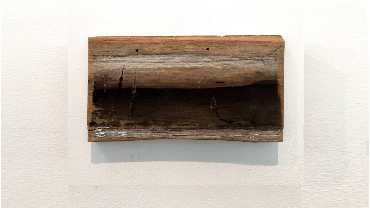 Joan Staufer, Wetland, mixed media on wood, 13”x7”, 2020. Price on Request