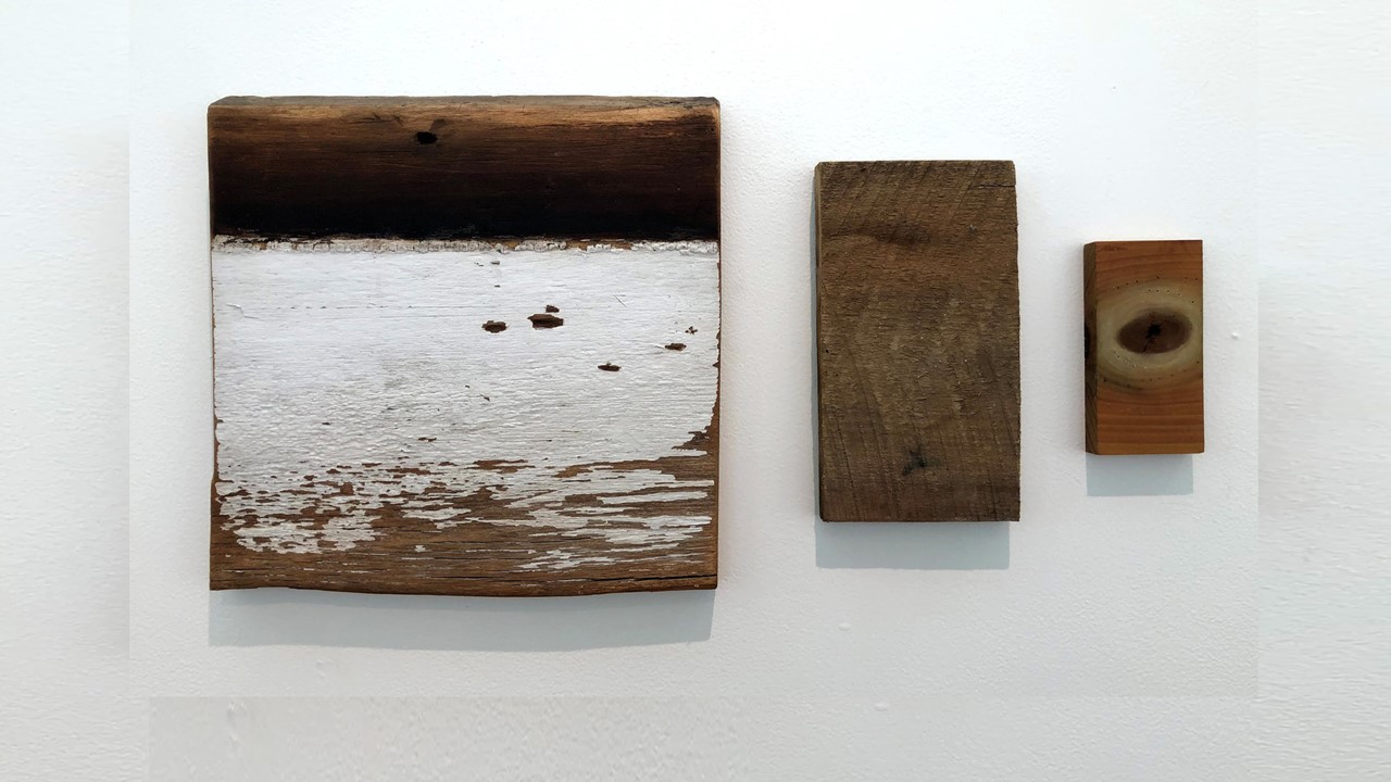Joan Staufer, Place, mixed media on wood, 25”x13”, 2020. Price on Request