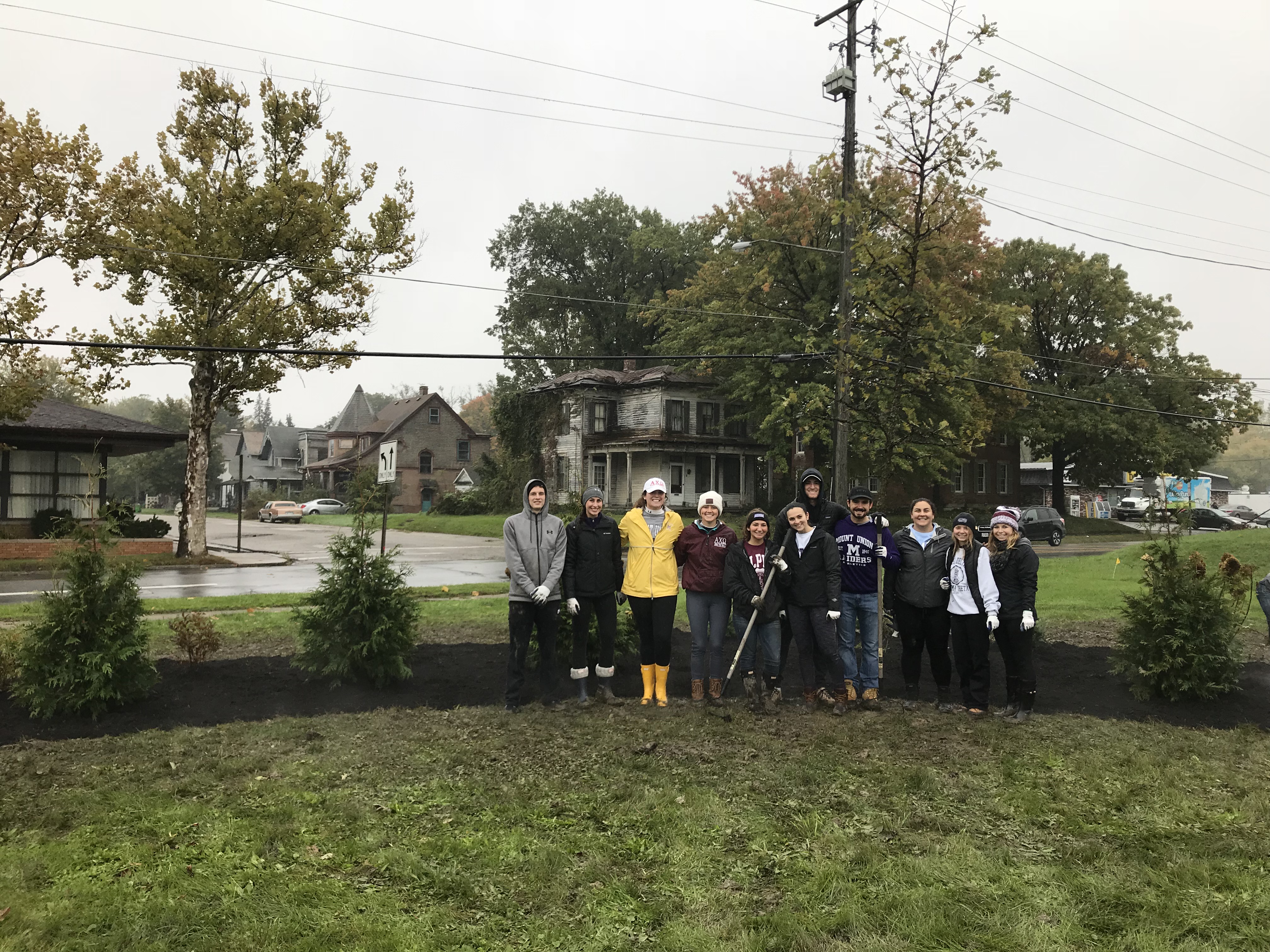 Student volunteers standing together