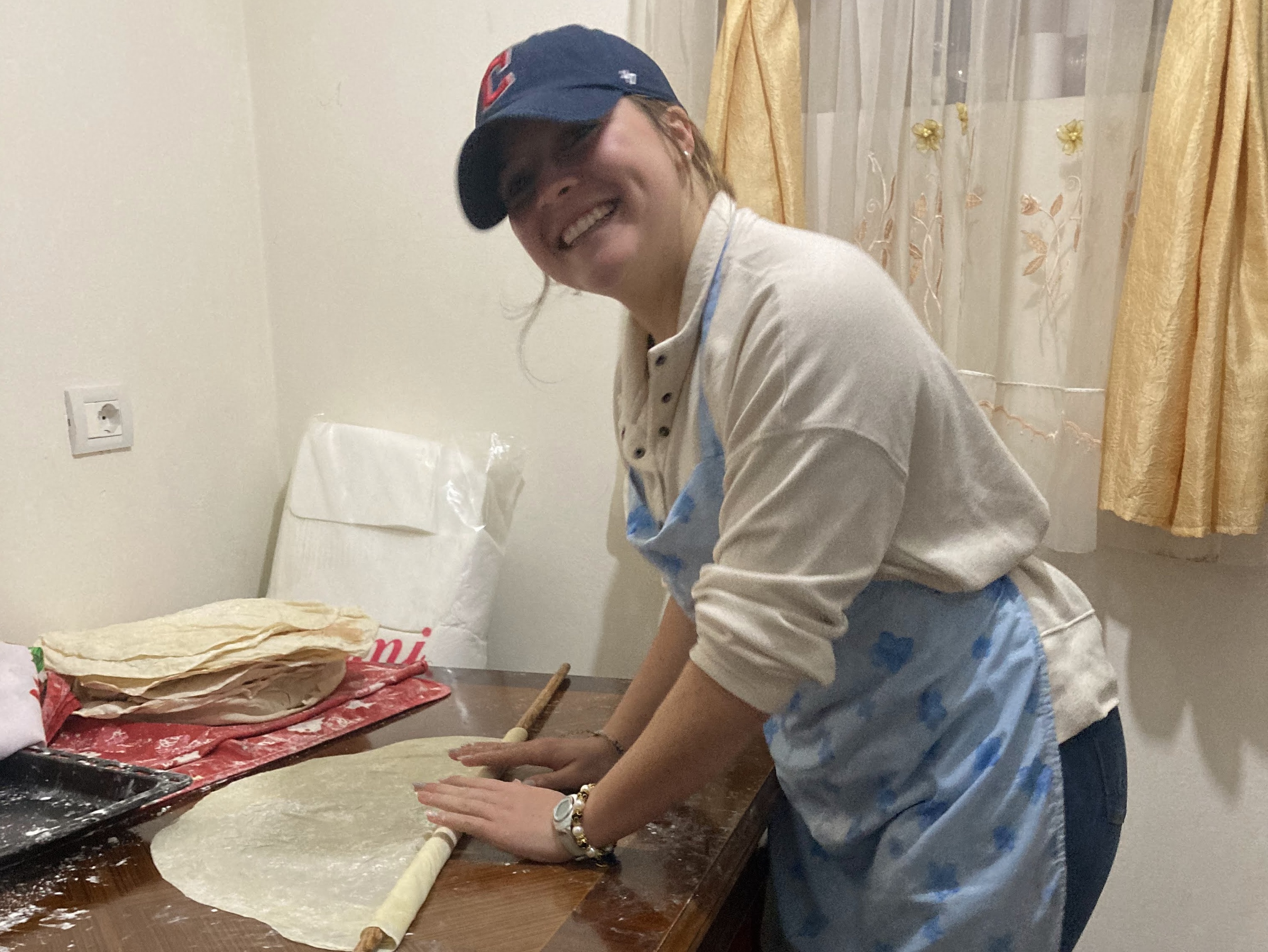 Hunt learning to cook Albanian food