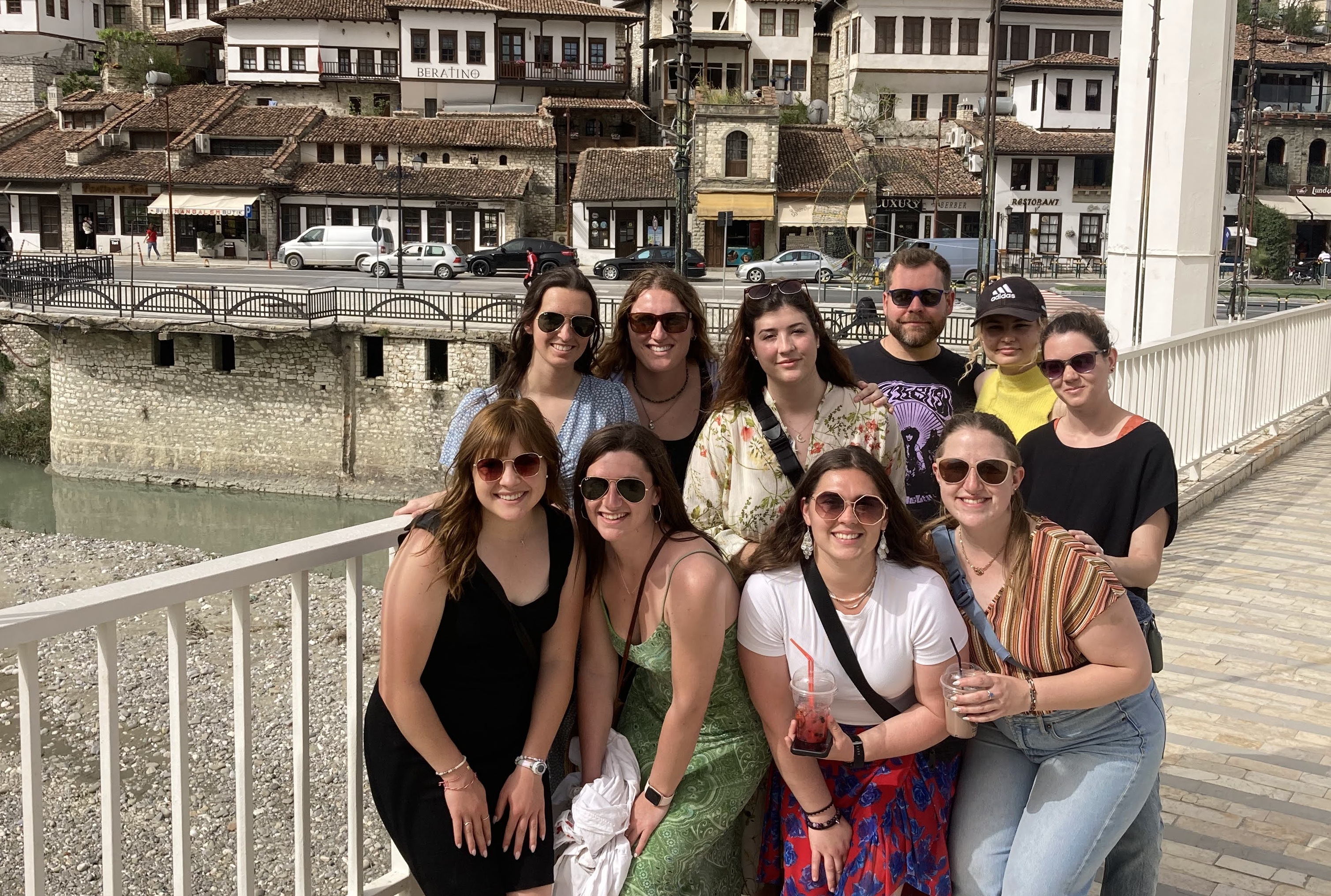 Hunt (first on the right, bottom row) exploring Albania