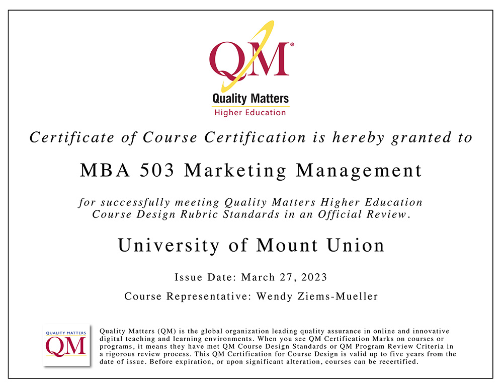 qm certificate 503 course